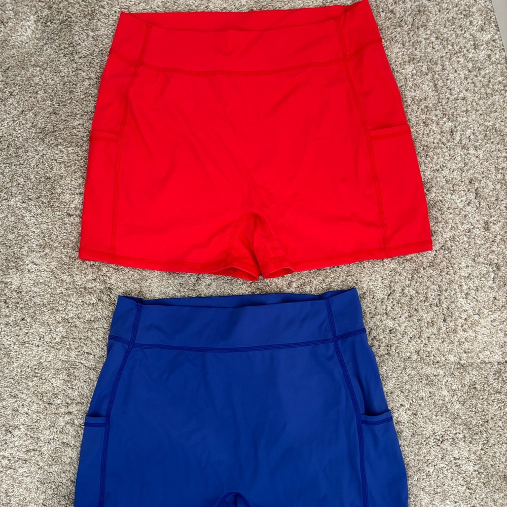 2 pairs of HALARA softly zero Red and Blue Bike Shorts with pockets